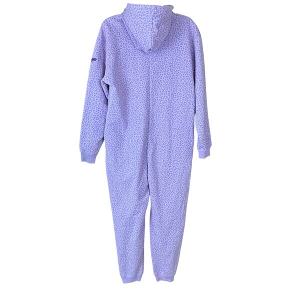 Fabletics Forever Fleece Hooded One Medium Piece Pink Lavender Cozycore Leopard - Picture 3 of 11